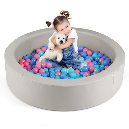 42.5 Inch Round Foam Ball Pits with 25D Sponge Filling and Washable PU Cover for Toddlers-Gray W2B
