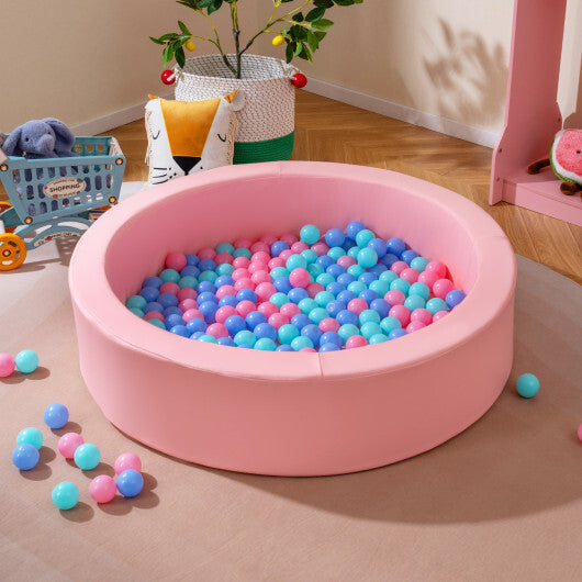 42.5 Inch Round Foam Ball Pits with 25D Sponge Filling and Washable PU Cover for Toddlers-Gray W2B