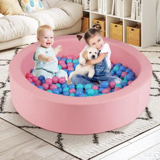 42.5 Inch Round Foam Ball Pits with 25D Sponge Filling and Washable PU Cover for Toddlers-Gray W2B