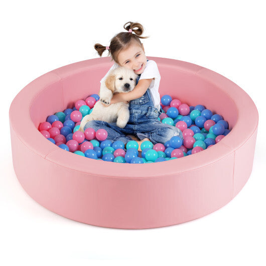 42.5 Inch Round Foam Ball Pits with 25D Sponge Filling and Washable PU Cover for Toddlers-Gray W2B