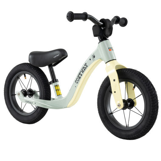 12-Inch Balance Bike with Adjustable Seat and Rotatable Handlebar for Over 36 Months Old-Green - Color: Green - Size: 12 inches W2B