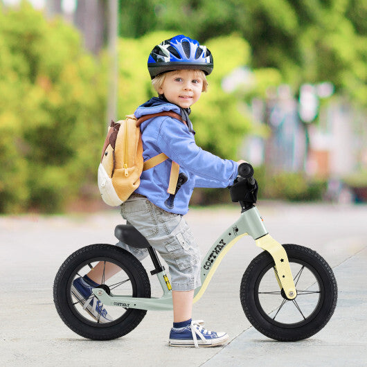 12-Inch Balance Bike with Adjustable Seat and Rotatable Handlebar for Over 36 Months Old-Green - Color: Green - Size: 12 inches W2B