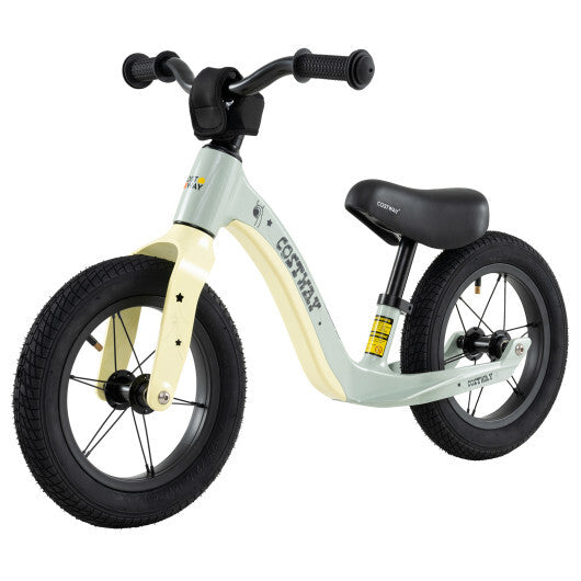 12-Inch Balance Bike with Adjustable Seat and Rotatable Handlebar for Over 36 Months Old-Green - Color: Green - Size: 12 inches W2B