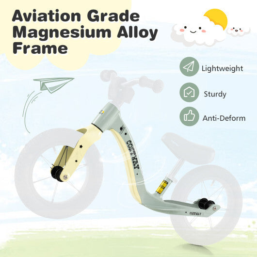 12-Inch Balance Bike with Adjustable Seat and Rotatable Handlebar for Over 36 Months Old-Green - Color: Green - Size: 12 inches W2B