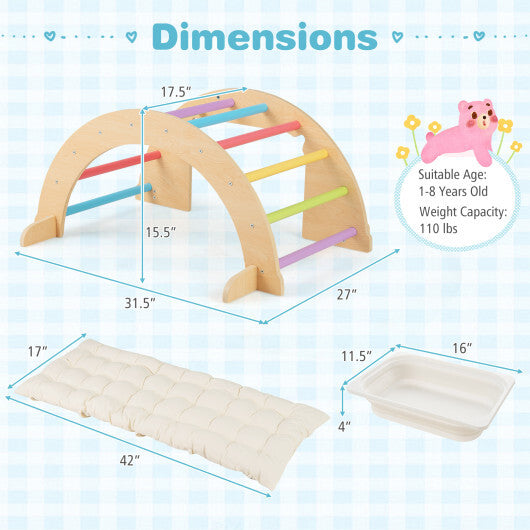 6 in 1 Kids Climbing Arch Playset wIth Removable Cushion and Stoppers-Multicolor W2B