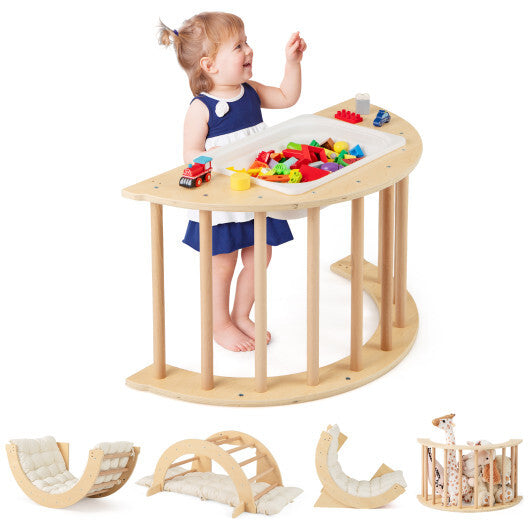 6 in 1 Kids Climbing Arch Playset wIth Removable Cushion and Stoppers-Multicolor W2B