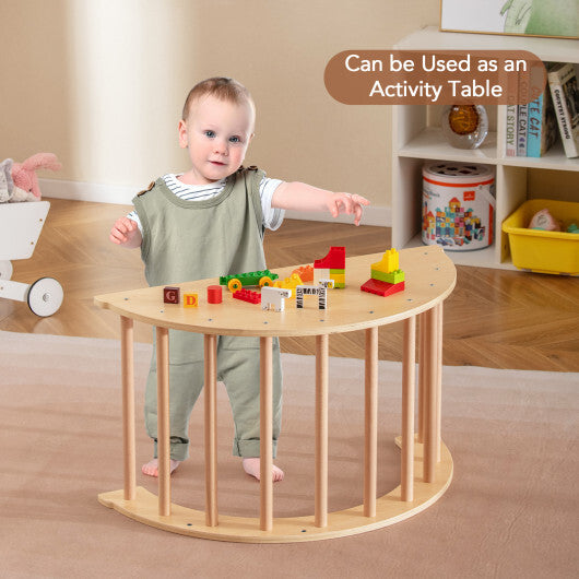 Kids Climbing Arch with Cushion Montessori Arch Climber/Rocker for Toddlers-Coffee W2B