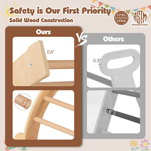 Kids Climbing Arch with Cushion Montessori Arch Climber/Rocker for Toddlers-Coffee W2B
