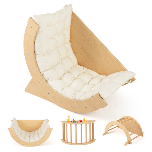 Kids Climbing Arch with Cushion Montessori Arch Climber/Rocker for Toddlers-Coffee W2B