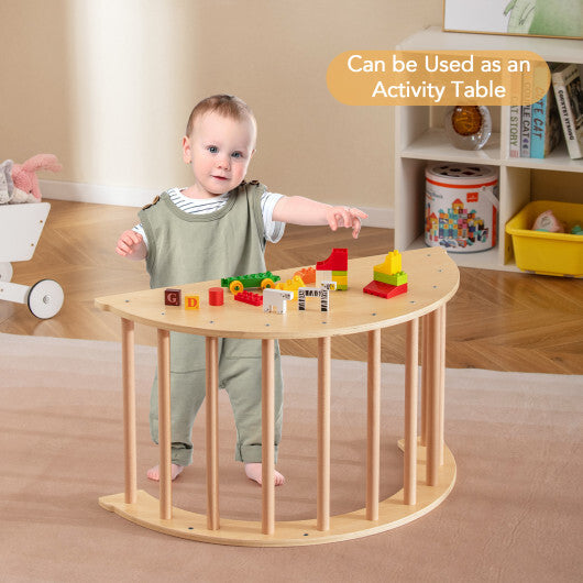 Kids Climbing Arch with Cushion Montessori Arch Climber/Rocker for Toddlers-Coffee W2B