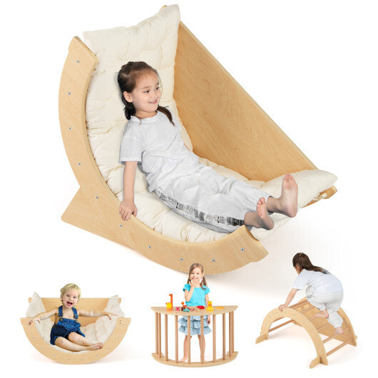 Kids Climbing Arch with Cushion Montessori Arch Climber/Rocker for Toddlers-Coffee W2B