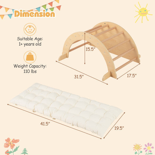 Kids Climbing Arch with Cushion Montessori Arch Climber/Rocker for Toddlers-Coffee W2B