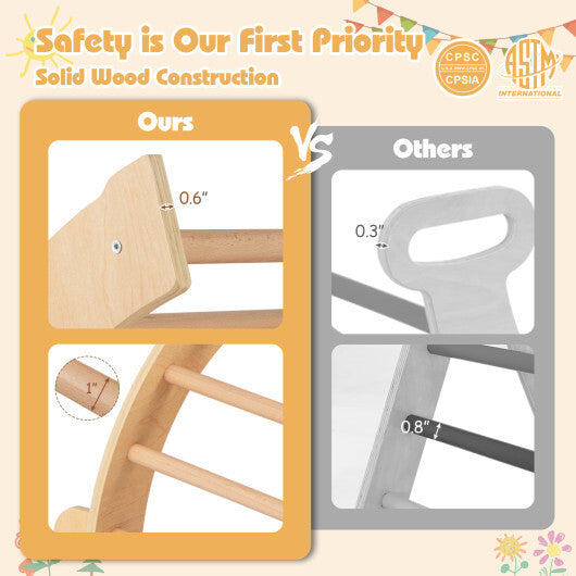 Kids Climbing Arch with Cushion Montessori Arch Climber/Rocker for Toddlers-Coffee W2B