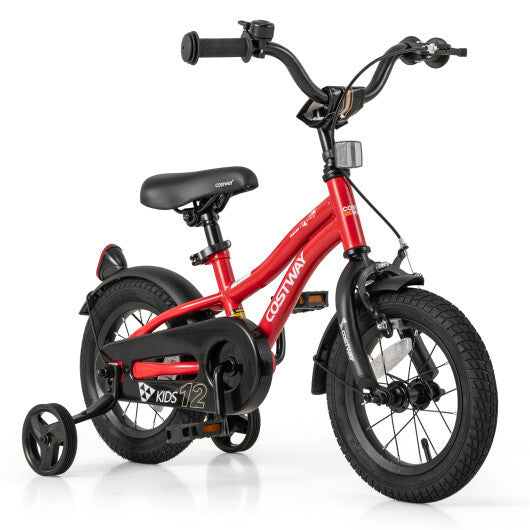 12 Inch Kids Bike Adjustable Bicycle with Reflectors and Bell for 3-4 Years Old - Color: Red - Size: 12 inches W2B