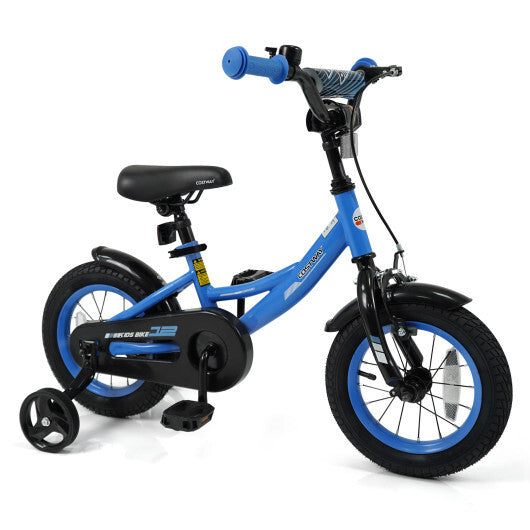 12/14/16/18 Inches Kids Bike with Removable Training Wheels and Adjustable Seatfor 3-8 Years Old Navy-12 inches - Color: Navy - Size: 12 inches W2B
