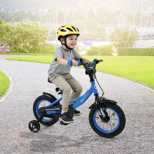 12/14/16/18 Inches Kids Bike with Removable Training Wheels and Adjustable Seatfor 3-8 Years Old Navy-12 inches - Color: Navy - Size: 12 inches W2B