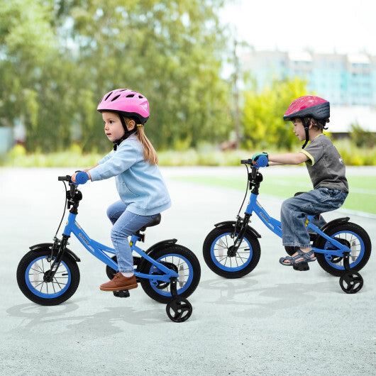 12/14/16/18 Inches Kids Bike with Removable Training Wheels and Adjustable Seatfor 3-8 Years Old Navy-12 inches - Color: Navy - Size: 12 inches W2B