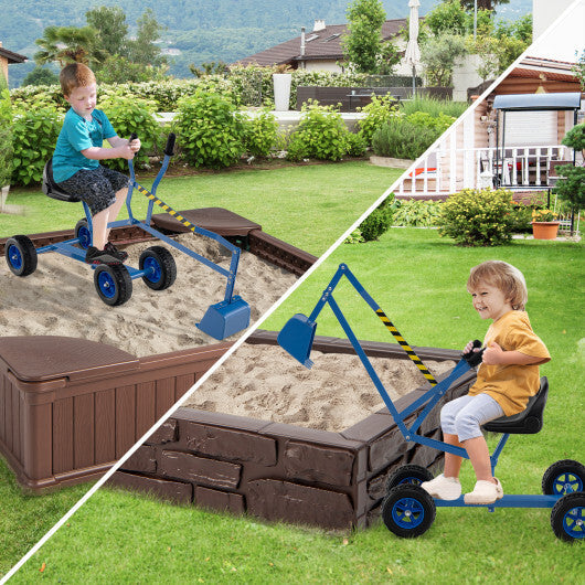 Sand Digger for Kids with 2-Handed Controls and Flexible Shovel-Blue W2B