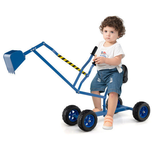 Sand Digger for Kids with 2-Handed Controls and Flexible Shovel-Blue W2B