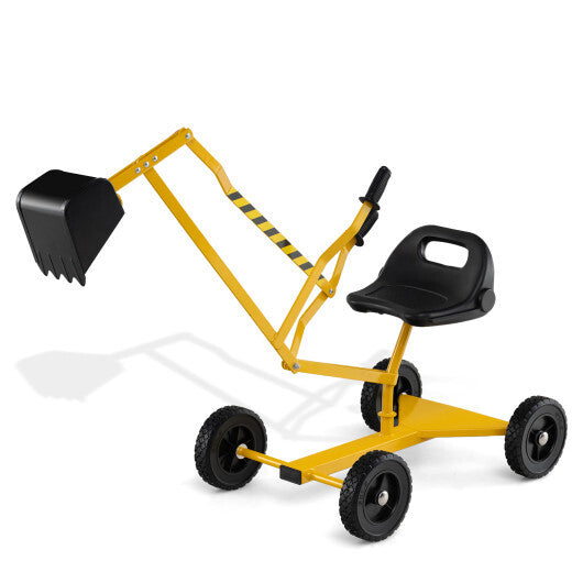 Sand Digger for Kids Sandbox Toy Digger with 2-Handed Controls and Flexible Shovel-Yellow