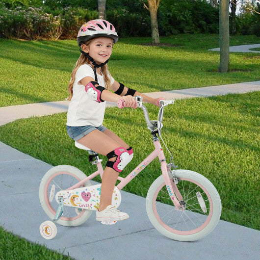 16 Inch Kids Bike Adjustable for 3-8 Years Old Children Pink - Stars & Moon - Color: Pink - Size: 16 inches W2B