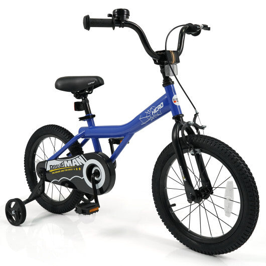 16 Inch Kids Bike with Helmet Protective Set Dark Blue