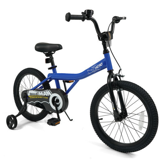 18-Inch Kids Bike with Removable Training Wheels Navy - Brave Hero - Color: Navy - Size: 18 inches W2B