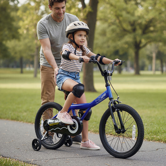 18-Inch Kids Bike with Removable Training Wheels Navy - Brave Hero - Color: Navy - Size: 18 inches W2B