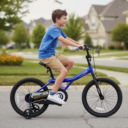 18-Inch Kids Bike with Removable Training Wheels Navy - Brave Hero - Color: Navy - Size: 18 inches W2B