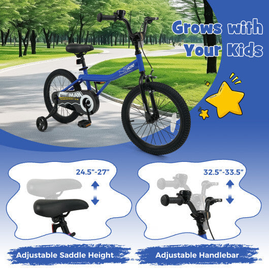 18-Inch Kids Bike with Removable Training Wheels Navy - Brave Hero - Color: Navy - Size: 18 inches W2B