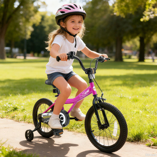 16-Inch Kids Bike with Removable Training Wheels Pink-Brave Hero - Size: 16 inches W2B