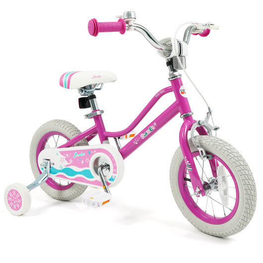 12 Inch Kids Bike for Aged 3-8 Years Old with Adjustable Handlebar Pink- Starlight Wave - Color: Pink - Size: 12 inches W2B
