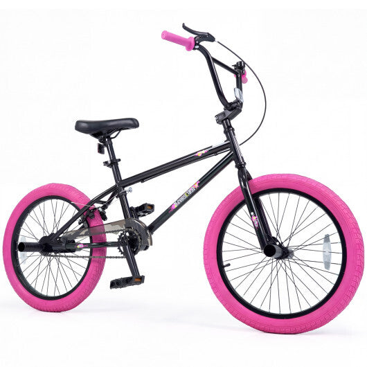 20" Trick Bicycle with 360 Degree Steering and Adjustable Seat for Kids and Teens-Pink - Color: Pink - Size: 20 inches W2B