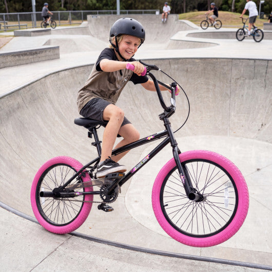 20" Trick Bicycle with 360 Degree Steering and Adjustable Seat for Kids and Teens-Pink - Color: Pink - Size: 20 inches W2B