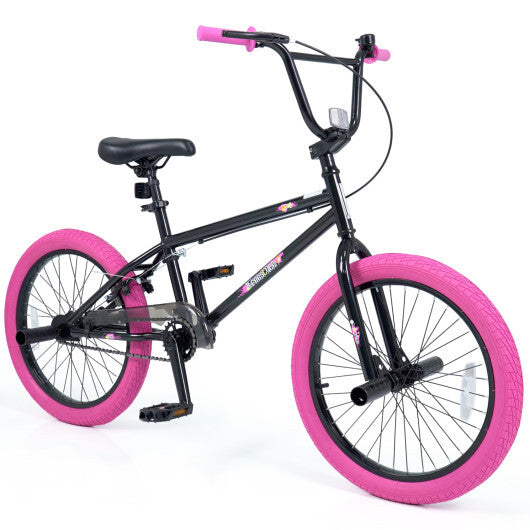 20" Trick Bicycle with 360 Degree Steering and Adjustable Seat for Kids and Teens-Pink - Color: Pink - Size: 20 inches W2B