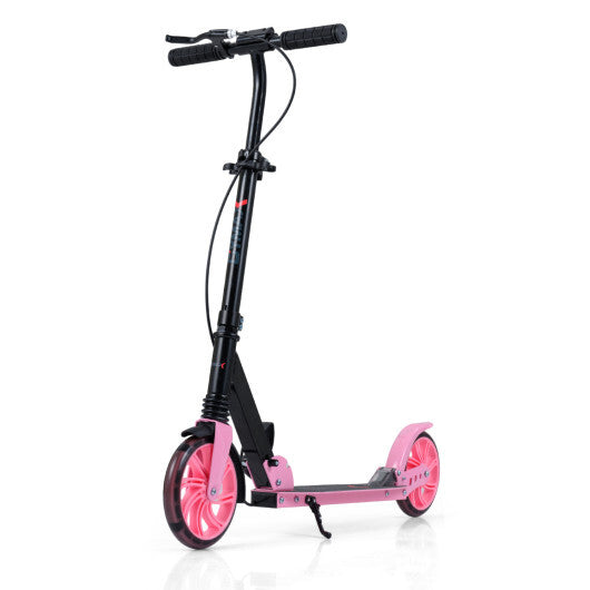 Kick Scooter for Kids Teens Adults Age 8+ Foldable Scooter with Large Light-up Wheels-Pink W2B