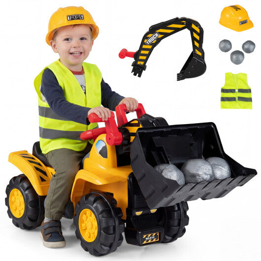 3-in-1 Ride on Excavator Bulldozer Detachable with Engine Sound and Helmet W2B