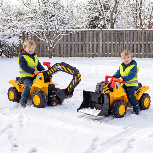 3-in-1 Ride on Excavator Bulldozer Detachable with Engine Sound and Helmet W2B