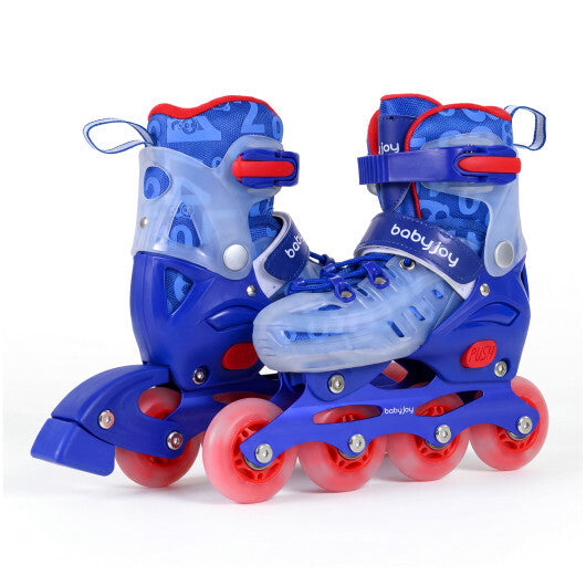 4-Size Adjustable Kids Inline Skates for Beginners Ages 5-7-Blue and Pink W2B