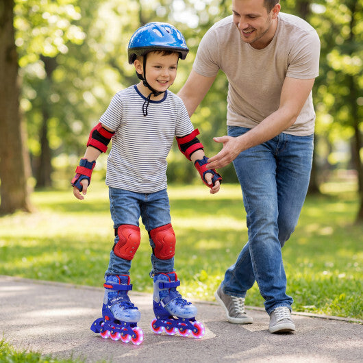 4-Size Adjustable Kids Inline Skates for Beginners Ages 5-7-Blue and Pink W2B