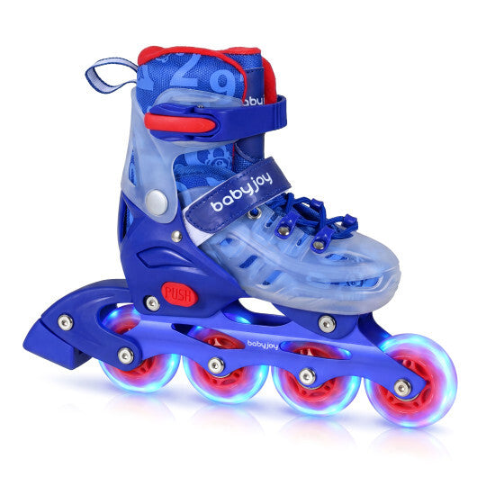 4-Size Adjustable Kids Inline Skates for Beginners Ages 5-7-Blue and Pink W2B