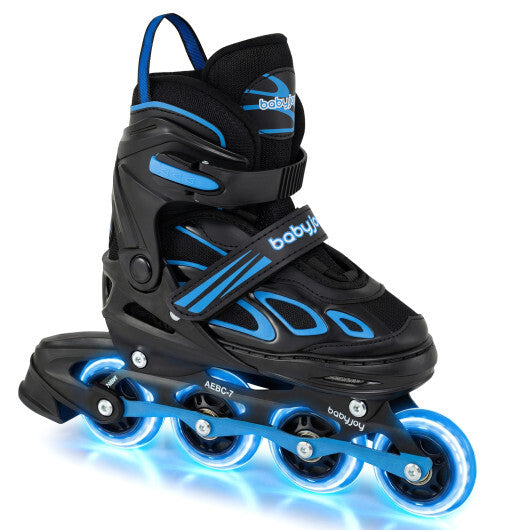 4 Sizes Adjustable Blade Roller with Light-up Wheels for Youth-Blue W2B