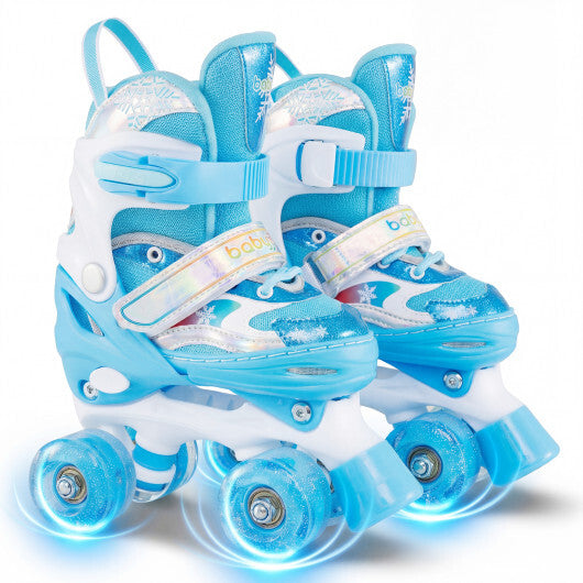 Kids Roller Skates 4 Sizes Adjustable with Light-up Wheels for Toddler Aged 5-7 (S)-Purple W2B