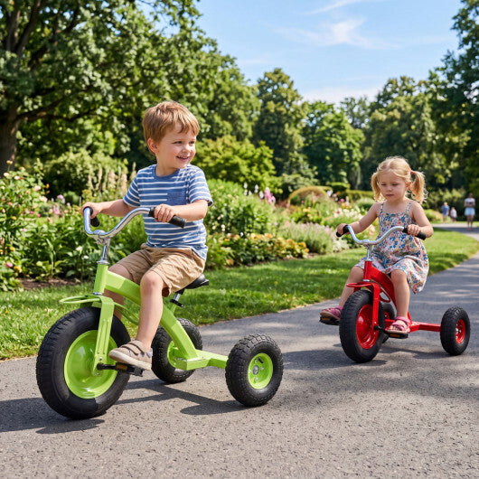 Kids Carbon Steel?Bike with 15 Inch Inflatable Rubber Tires-Green W2B