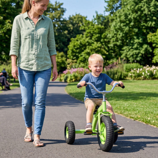 Kids Carbon Steel?Bike with 15 Inch Inflatable Rubber Tires-Green W2B