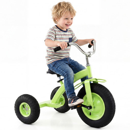 Kids Carbon Steel?Bike with 15 Inch Inflatable Rubber Tires-Green W2B