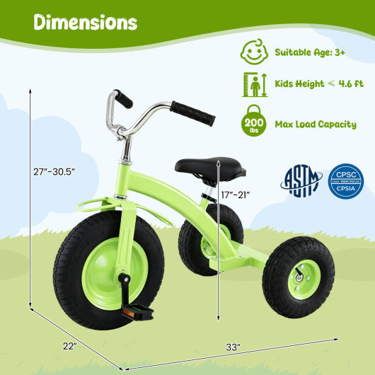 Kids Carbon Steel?Bike with 15 Inch Inflatable Rubber Tires-Green W2B