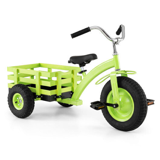 Kids Tricycle with 15 Inch Inflatable Rubber Tires -Green W2B