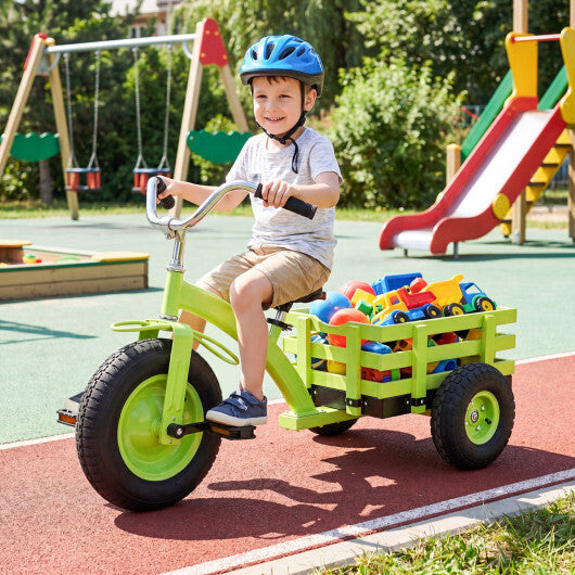 Kids Tricycle with 15 Inch Inflatable Rubber Tires -Green W2B