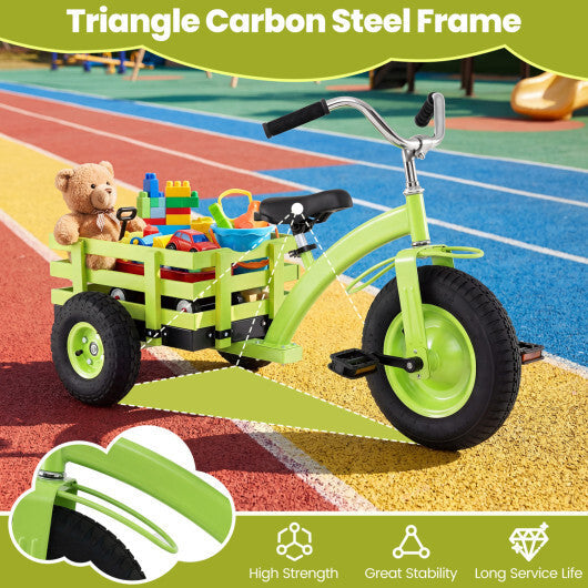 Kids Tricycle with 15 Inch Inflatable Rubber Tires -Green W2B